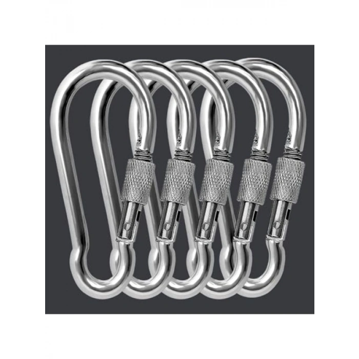 Paslanmaz Çelik Kilitli Yaylı Kanca - 10 MM, 5 ADET