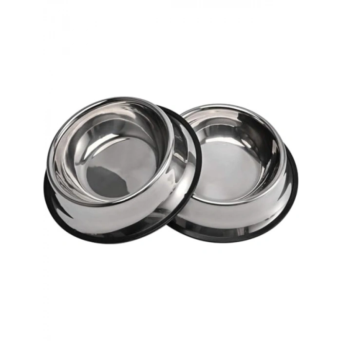 Paslanmaz Çelik Köpek Kabı, Kaydırmaz Kauçuk Tabanlı, 2li Paket
