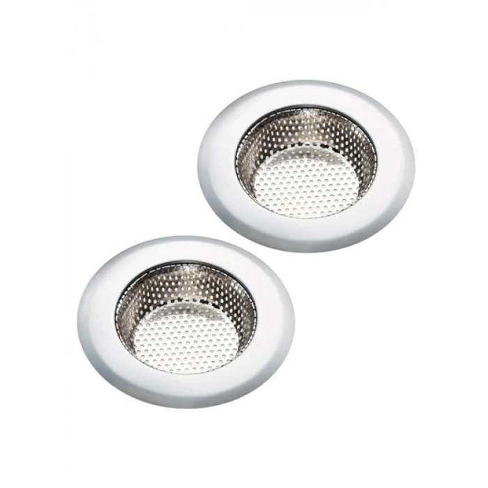 Paslanmaz Çelik Lavabo Süzgeci, Beyaz, 2 Adet, 7 cm