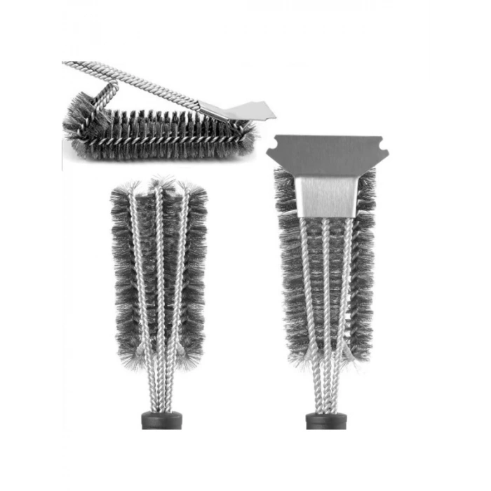 Paslanmaz Çelik Mangal Temizleme Fırçası - Ergonomik Tutacak