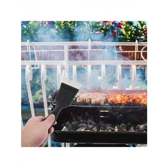 Paslanmaz Çelik Mangal Temizlik Fırçası Ergonomik Saplı 2si 1 Arada