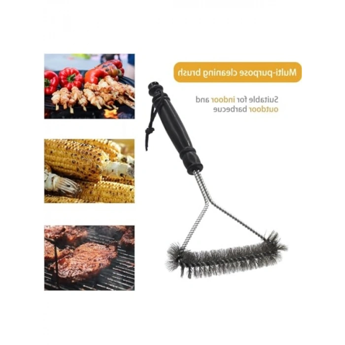 Paslanmaz Çelik Mangal Temizlik Fırçası – Ergonomik Saplı 2’si 1 Arada