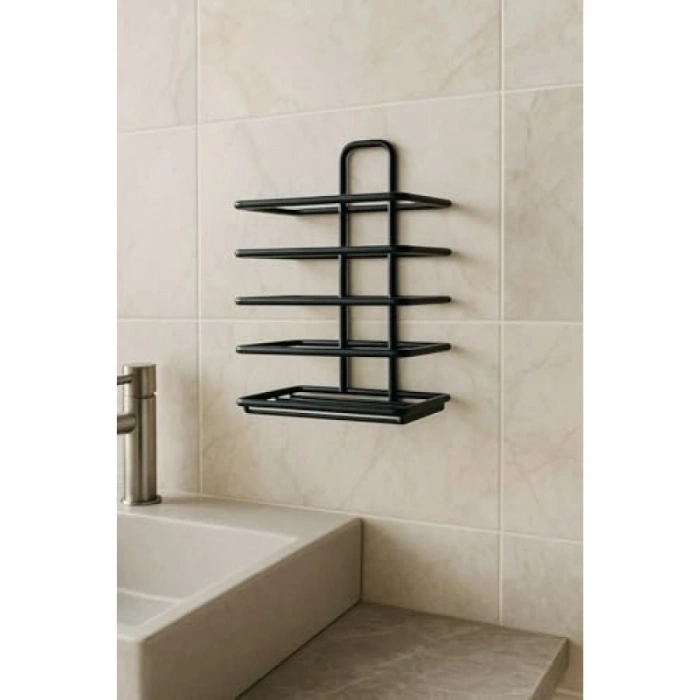 Paslanmaz Çelik Mat Siyah Diş Fırçalık - Duvar Tipi Organizer