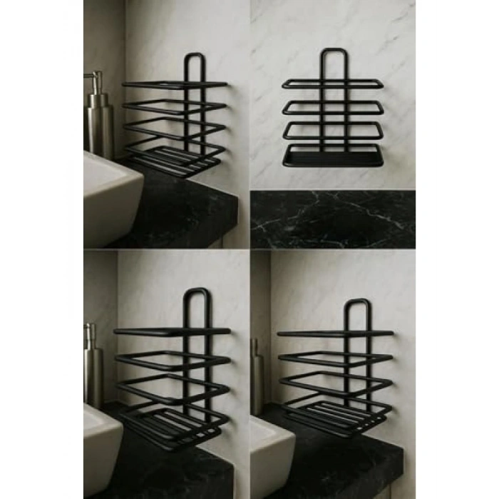 Paslanmaz Çelik Mat Siyah Diş Fırçalık - Duvar Tipi Organizer