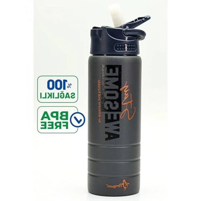 Paslanmaz Çelik Matara, 750 ml, Füme Renk