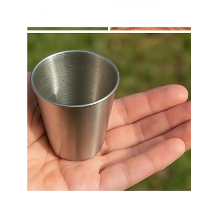 Paslanmaz Çelik Mini Kahve Bardağı Seti, 70 ml, Deri Kılıf