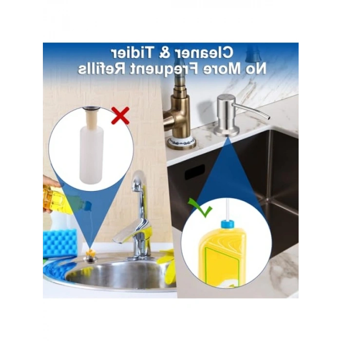 Paslanmaz Çelik Mutfak Sabunluğu - Sık Doldurmaya Gerek Kalmadan Kullanım