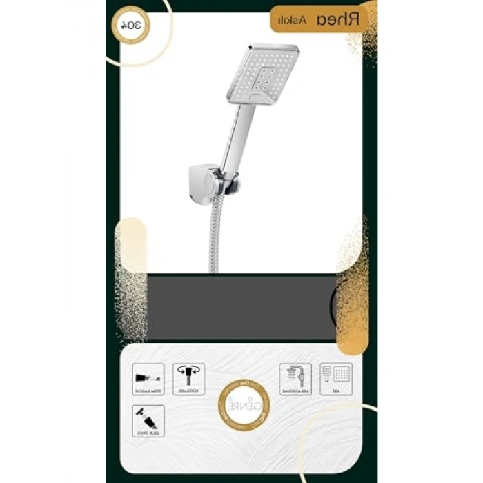 Paslanmaz Çelik Örgülü Spiralli Askılı Duş Seti