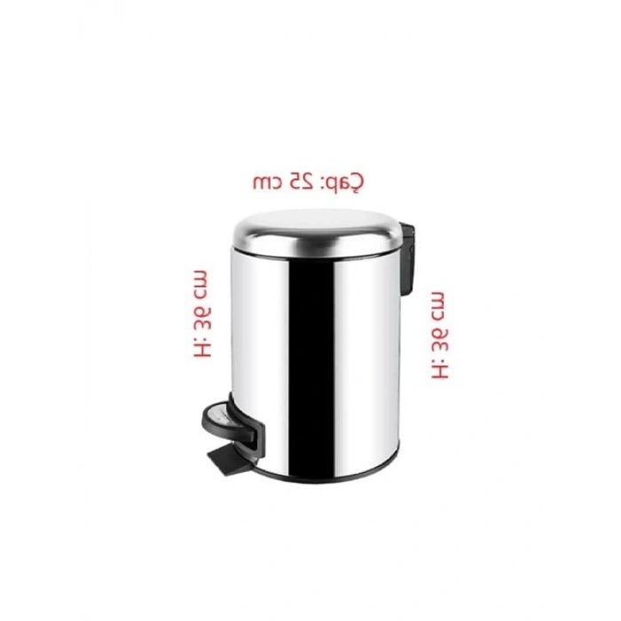 Paslanmaz Çelik Pedallı Çöp Kovası - 12 LT, Oval Tasarım