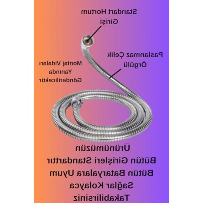 Paslanmaz Çelik Spiral Duş Başlığı Hortumu, 2 Metre Uzunluk