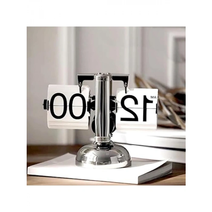 Paslanmaz Çelik Tek Bacaklı Retro Masa Saati