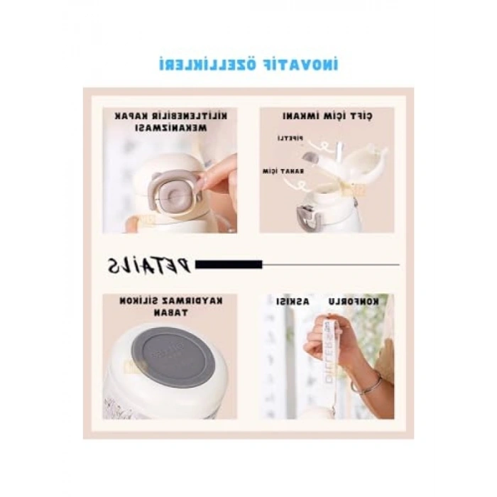 Paslanmaz Çelik Termos, 600ml, Pipetli Tasarım