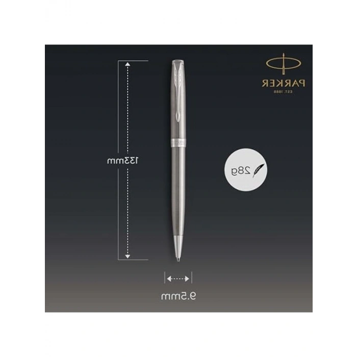 Paslanmaz Çelik Tükenmez Kalem, Orta Uç, Mavi Mürekkep