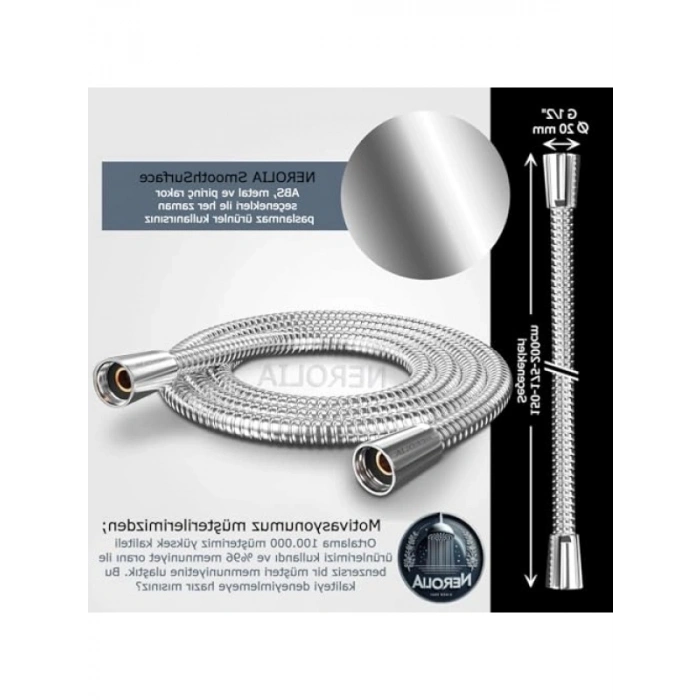 Paslanmaz Çelik Uzun Duş Spirali - 200 cm, Patlamaya Dayanıklı