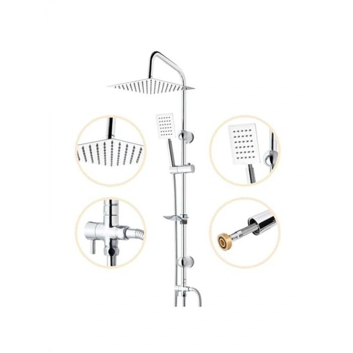 Paslanmaz Çelik Yağmur Duş Seti - Modern ve Şık Tasarım