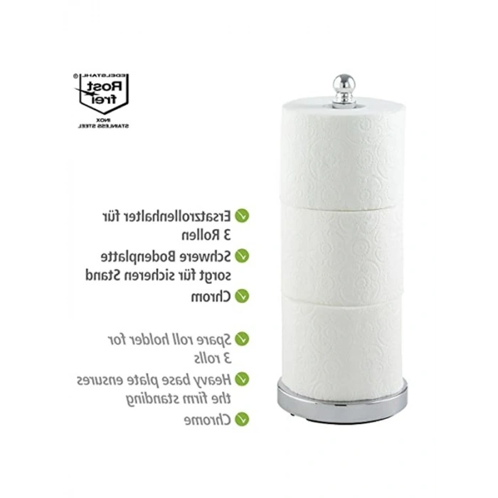 Paslanmaz Çelik Yedek Tuvalet Rulosu Tutucu, 3 Rulo Kapasiteli