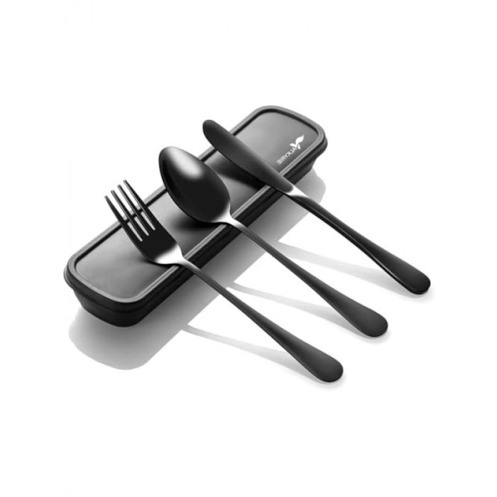 Paslanmaz Çelik Yolculuk Çatal Bıçak Kaşık Seti