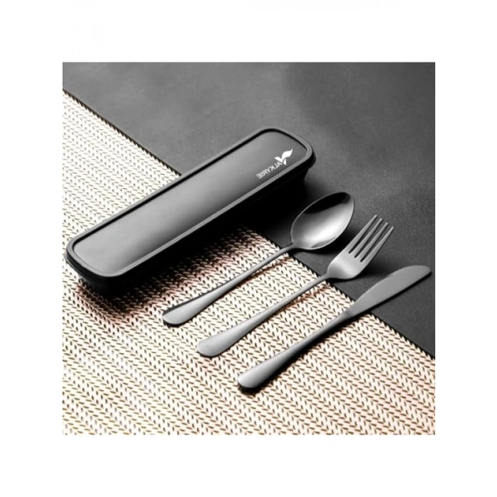 Paslanmaz Çelik Yolculuk Çatal Bıçak Kaşık Seti