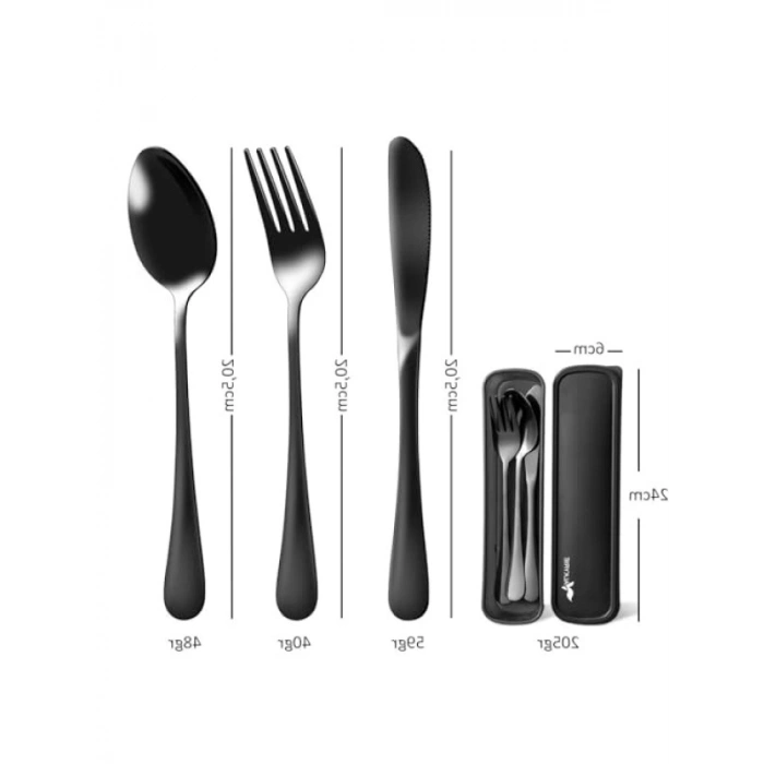 Paslanmaz Çelik Yolculuk Çatal Bıçak Kaşık Seti