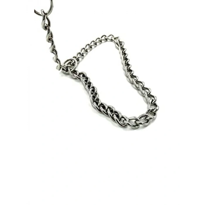 Paslanmaz Çelik Zincir Köpek Eğitim Tasması - Orta Boy, Gümüş