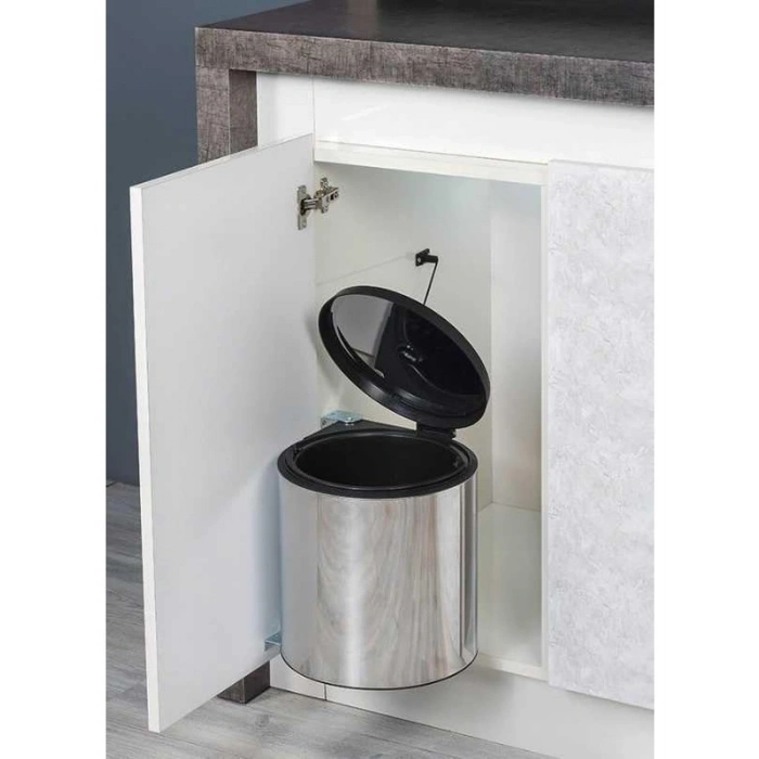 Paslanmaz Çöp Kovası, 10 Litre Kapasite, Krom Renkli
