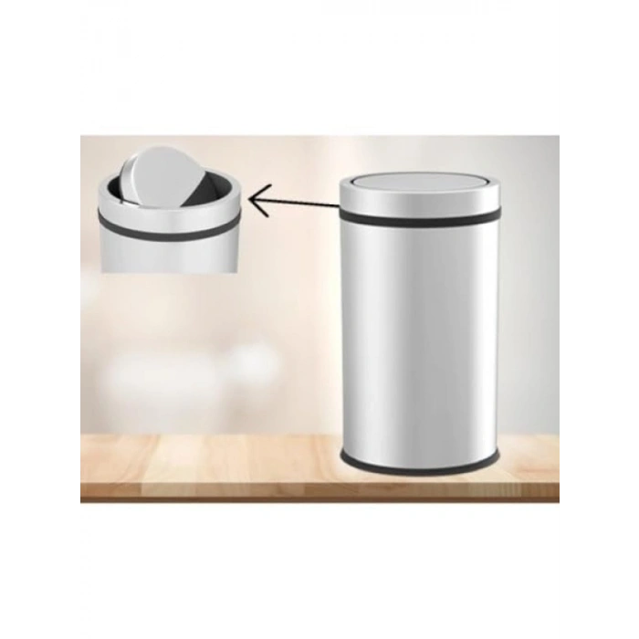 Paslanmaz Çöp Kovası, 16 LT, Döner Kapaklı