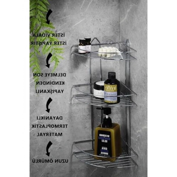 Paslanmaz Krom Banyo Köşeliği, 3 Katlı Düzenleyici