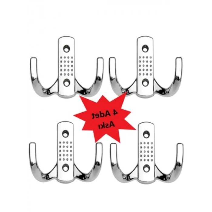 Paslanmaz Krom Metal Elbise Askısı, 4 Adet