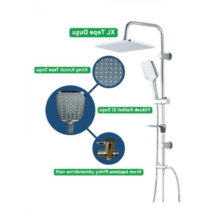 Paslanmaz Krom Tepe Duş Seti, 5 Yıl Garantili