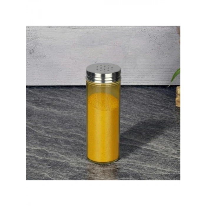 Paslanmaz Metal Kapaklı Cam Baharatlık, 14 cm