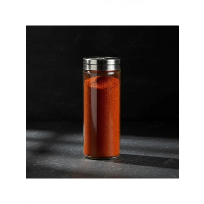 Paslanmaz Metal Kapaklı Cam Baharatlık, 14 cm