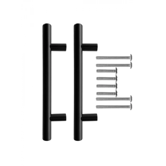 Paslanmaz Metal Kulp - Mutfak ve Banyo İçin, 2 Adet, Mat Siyah