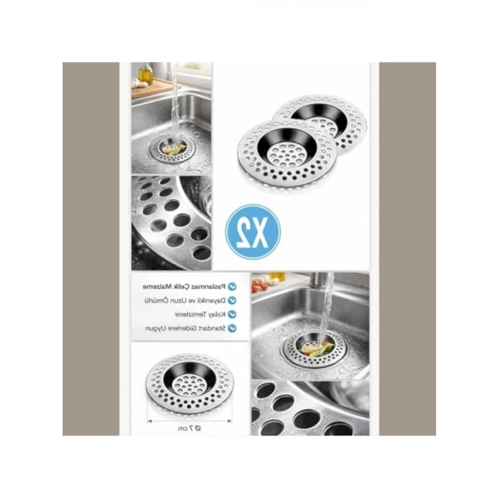 Paslanmaz Metal Lavabo Süzgeci, Tıkanma Önleyici ve Dayanıklı Yapı