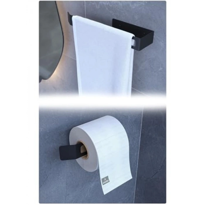 Paslanmaz Metal Tuvalet Kağıtlık ve Havlu Askısı Seti