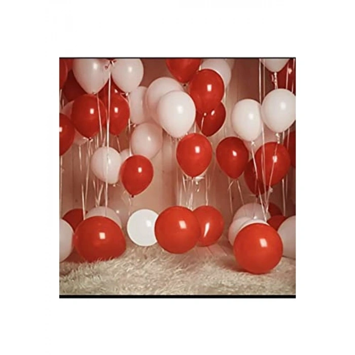 Pastel Kırmızı Beyaz Lateks Balon Seti, 50 Adet