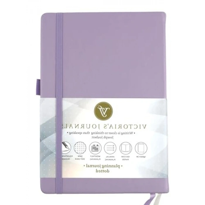 Pastel Mor Renkli 14x20 cm Boyutunda Lastikli Noktalı Defter