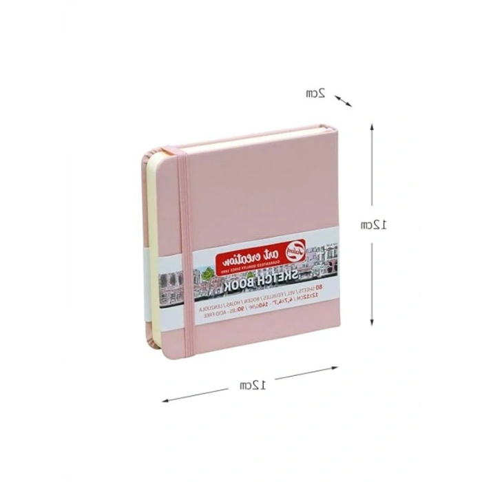 Pastel Pembe Renkli Eskiz Defteri, 80 Yaprak ve 12 x 12 cm Boyut