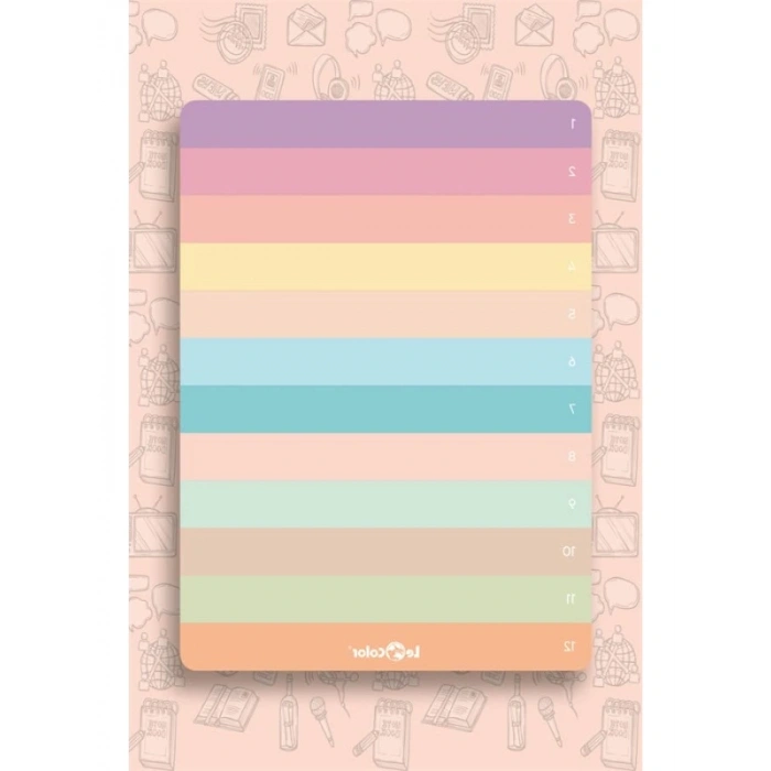 Pastel Renklerle Dolu Numaralı Planlayıcı Blok