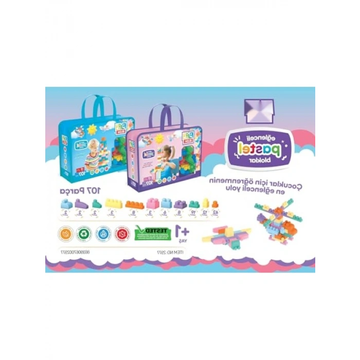 Pastel Renkli Büyük Yapı Blokları Seti, 107 Parça