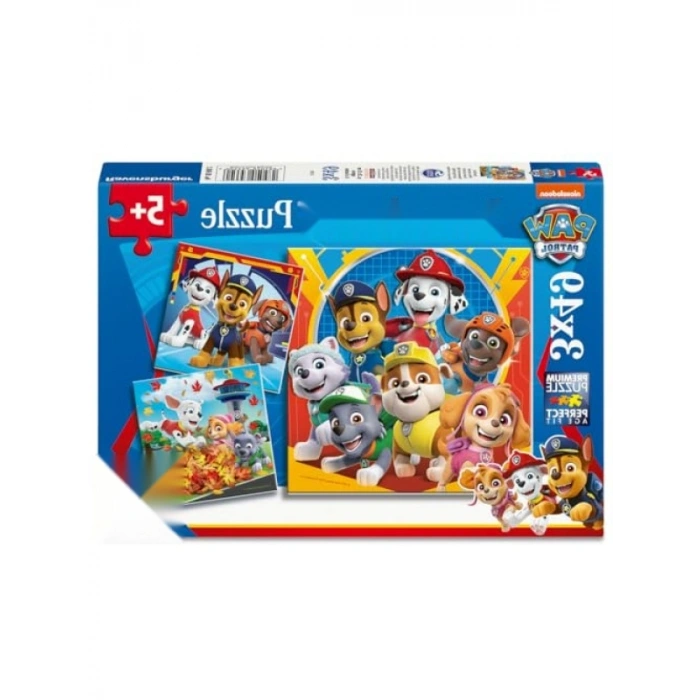 Paw Patrol Temalı Puzzle - 3x49 Parça