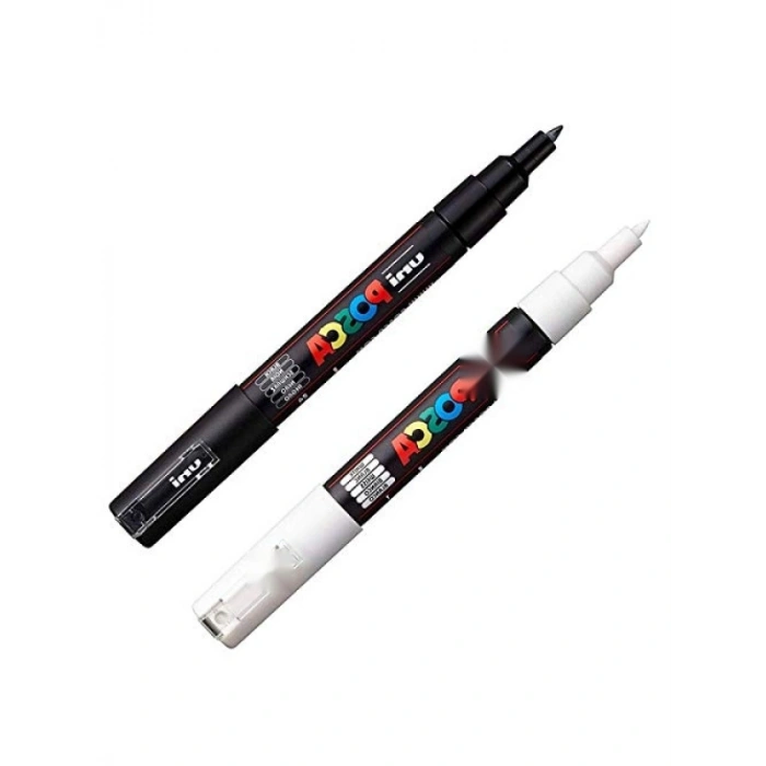 PC-1M Boya Sanatı Markör Kalem Seti - Siyah ve Beyaz