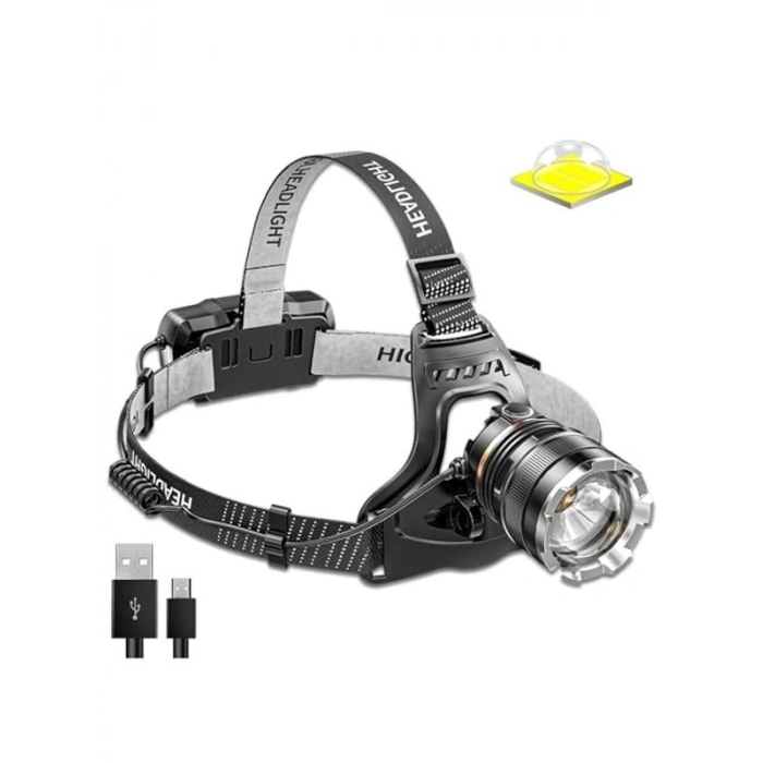 Peak Ps-8002 Sensörlü Zoomlu fesyonel 3000 Lümen X50 Led Usbli Şarjlı Kafa Lambası          [ A+++]