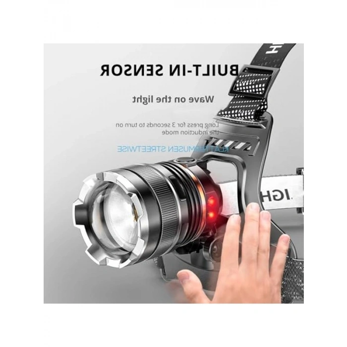 Peak Ps-8002 Sensörlü Zoomlu fesyonel 3000 Lümen X50 Led Usbli Şarjlı Kafa Lambası          [ A+++]