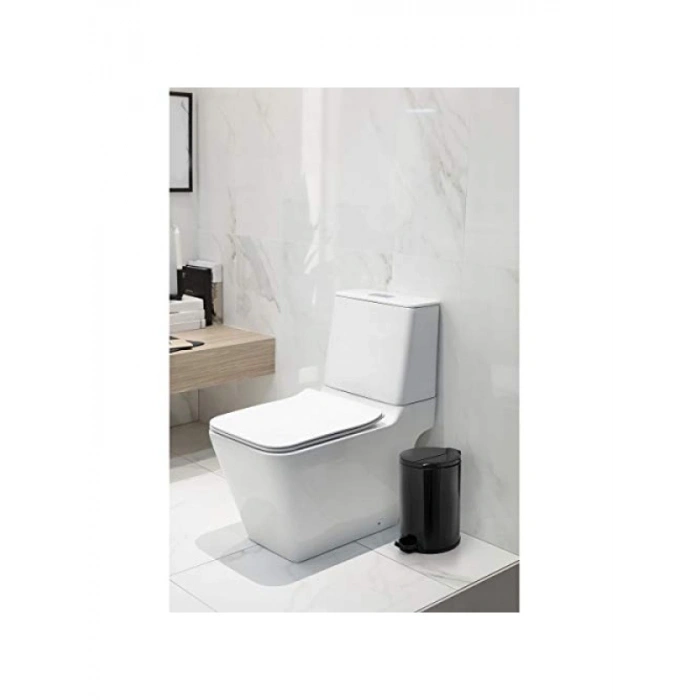 Pedallı Çöp Kovası, 12 Lt Kapasite, Siyah