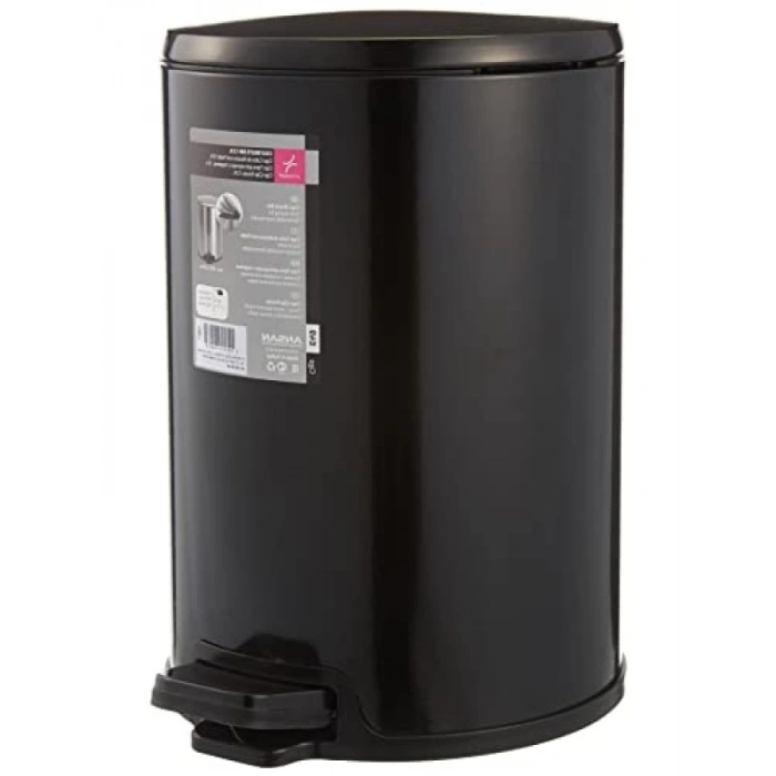 Pedallı Çöp Kovası, 12 Lt Kapasite, Siyah