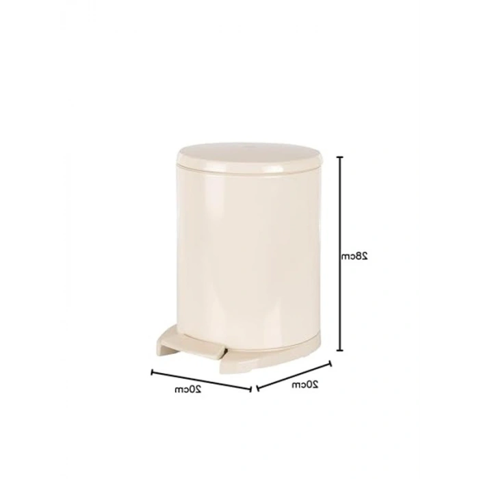 Pedallı Çöp Kovası, 6 Litre Kapasite, Bej Renk