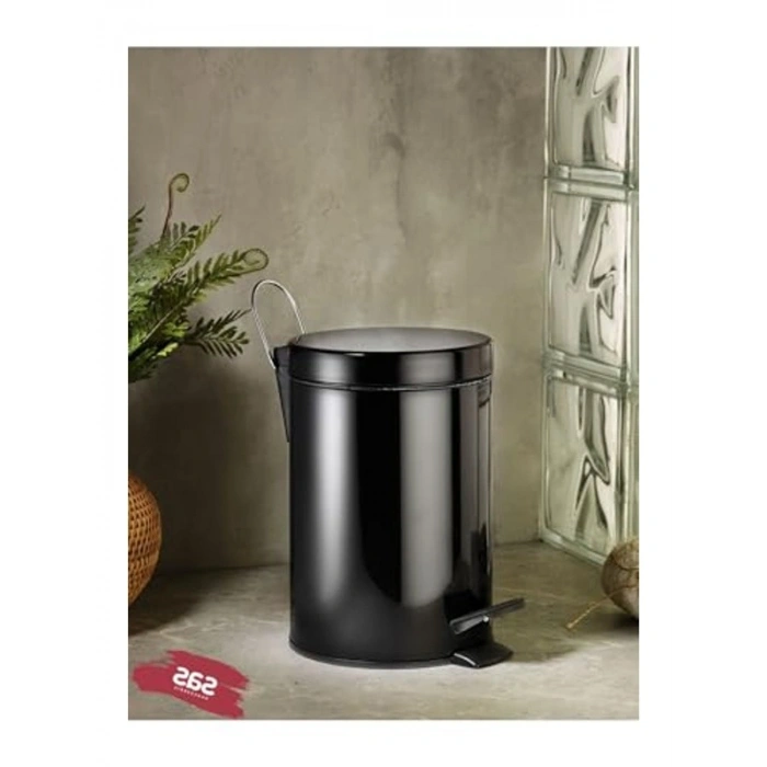 Pedallı Metal Çöp Kovası, 3 Litre Kapasite, Siyah