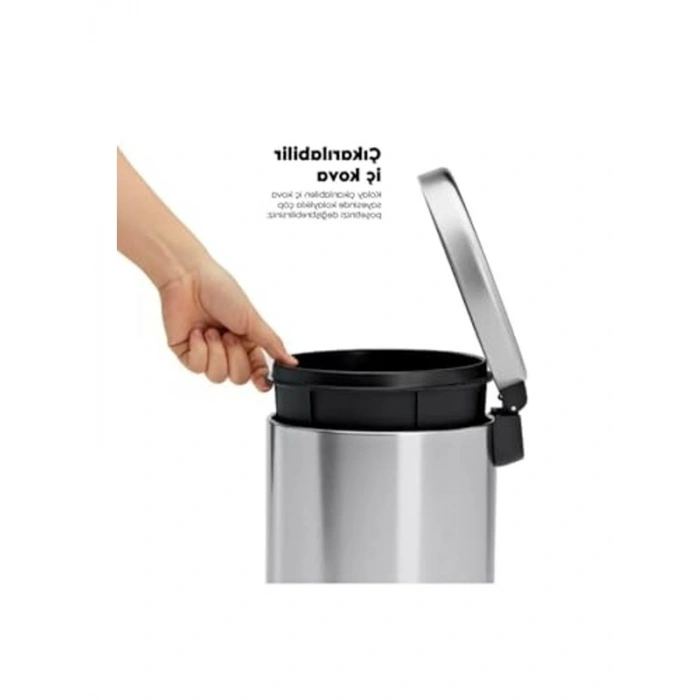 Pedallı Metal Çöp Kovası, 3 Litre Kapasite, Siyah