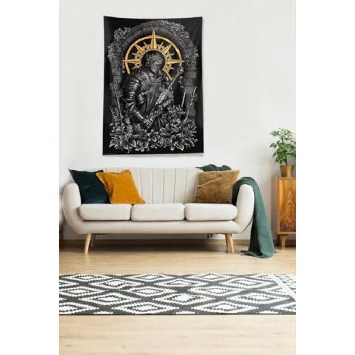 Pelangi Şövalye Desenli Leke Tutmaz Kadife Duvar Örtüsü, 70 x 100 cm