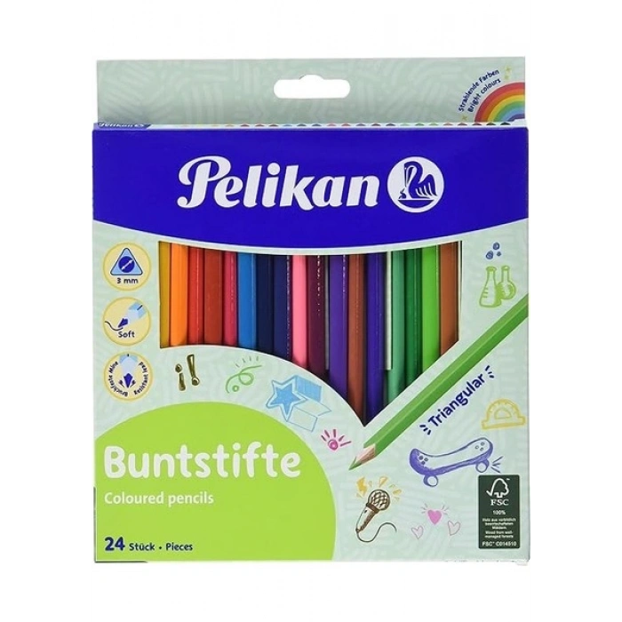 Pelikan Kuru Boya Kalemi Üçgen 24 Lü Kutu